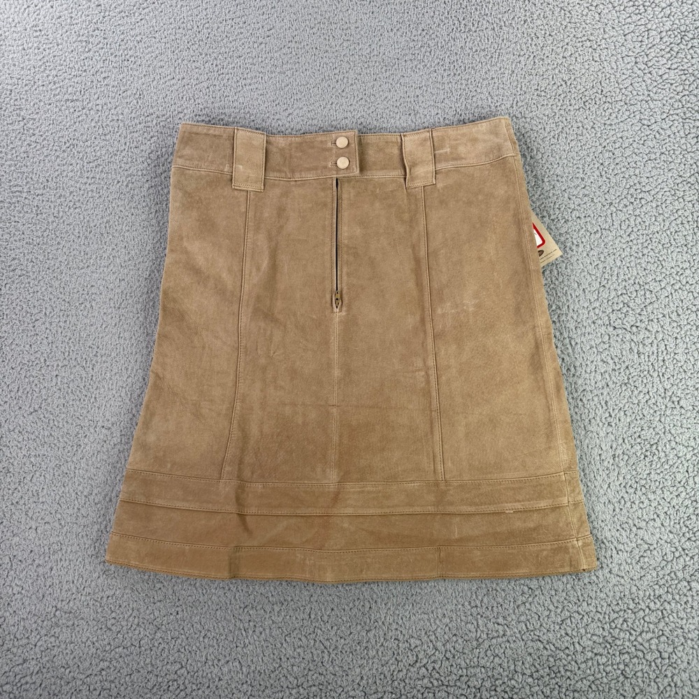 Overland Sheepskin Co Suede Skirt Women‎ 10 Natural Tan A-Line Short CS-174 NEW